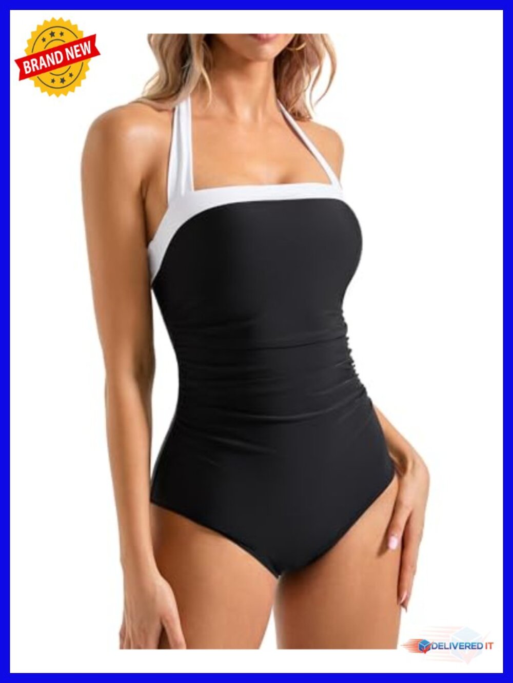 Tummy Control One Piece Swimsuit Halter Retro Bathing Suit